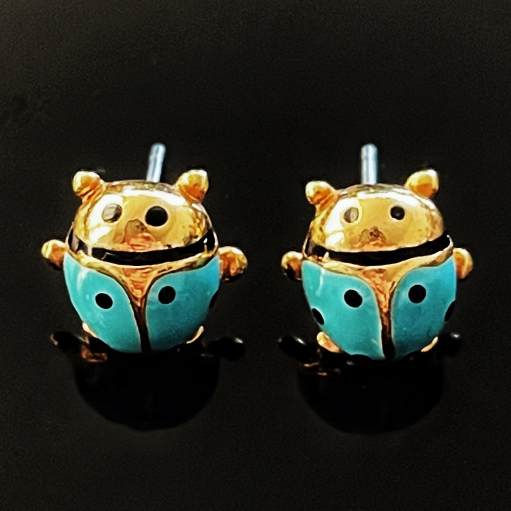 ✨Tiffany Blue Signed VTG Ladybug Stud Earrings